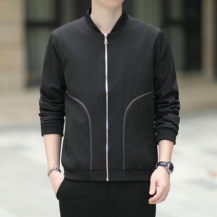 Herren leichter Nylon-Bomber mit minimalistischem Design und gerippten Bündchen Echoarchiv