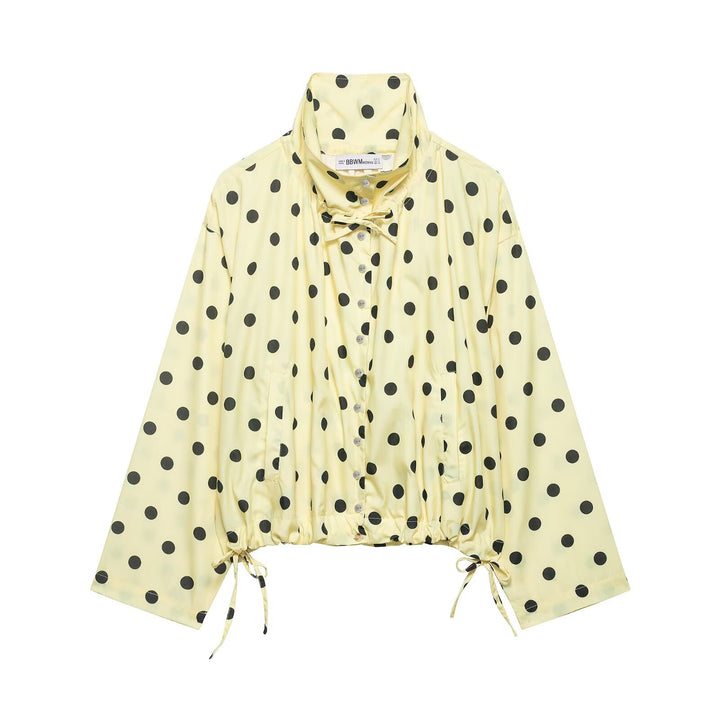 Damen nan leichte gepunktete Windbreaker-Jacke mit Tunnelzug und Stehkragen Echo Archiv