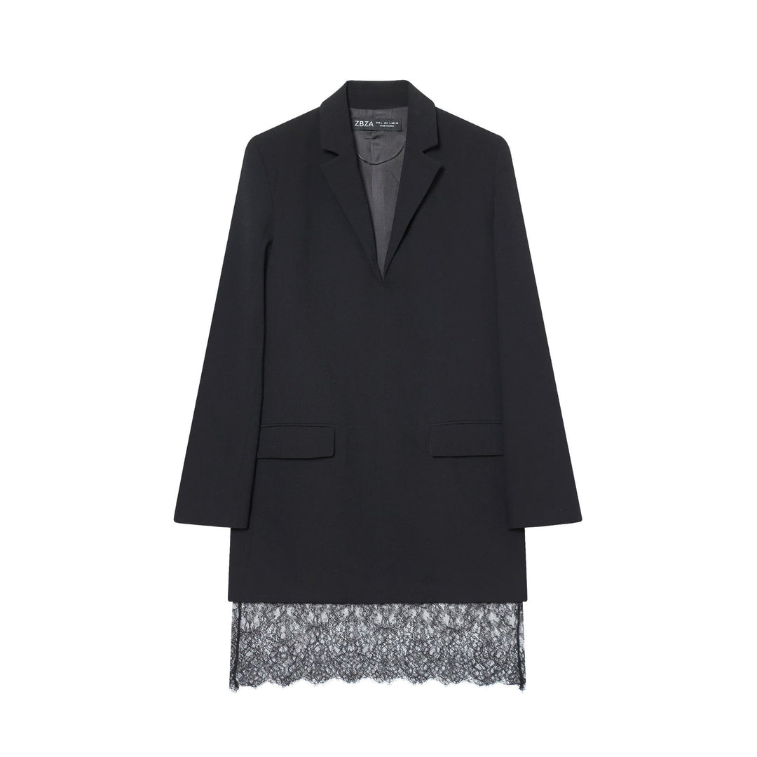 Damen nan taillierter Longblazer mit spitzensaum und Pattentaschen Echo Archiv