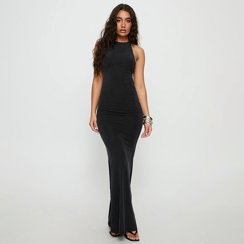 Damen elegantes Maxikleid mit haltem Ausschnitt und figurbetontem Schnitt Echo Archiv