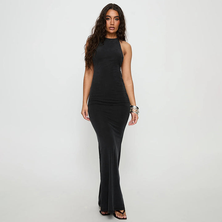 Damen elegantes Maxikleid mit haltem Ausschnitt und figurbetontem Schnitt Echo Archiv