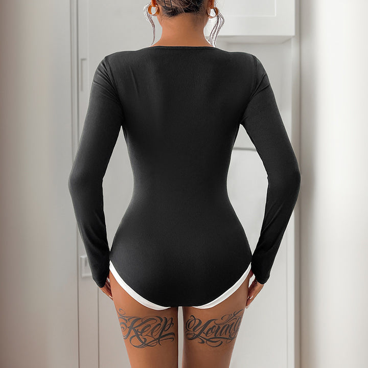 Damen Eleganter Langarm-Bodysuit Echo Archiv