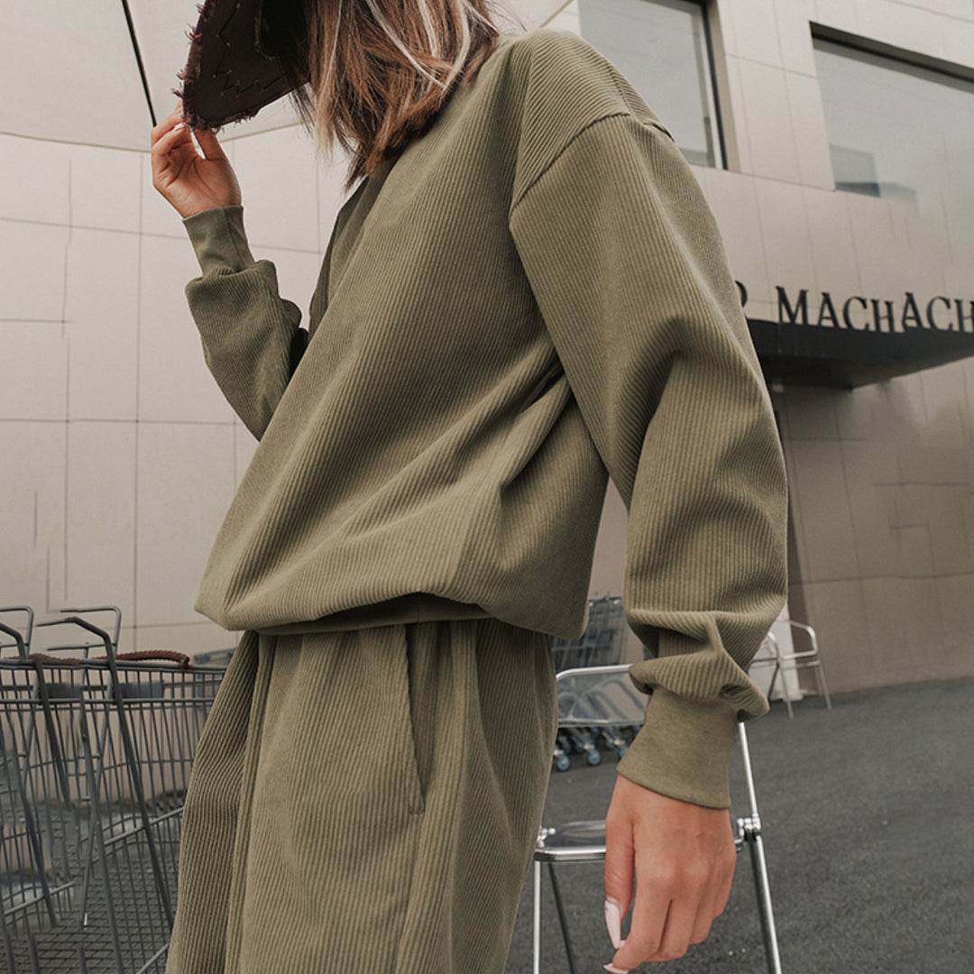 Damen nan strukturierter Cord-Trainingsanzug im Relaxed-Fit mit Bündchenhose Echo Archiv