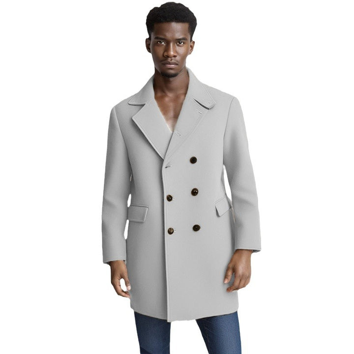 Herren eleganter Doppelreiher-Mantel mit modernem Schnitt und praktischen Taschen Echoarchiv