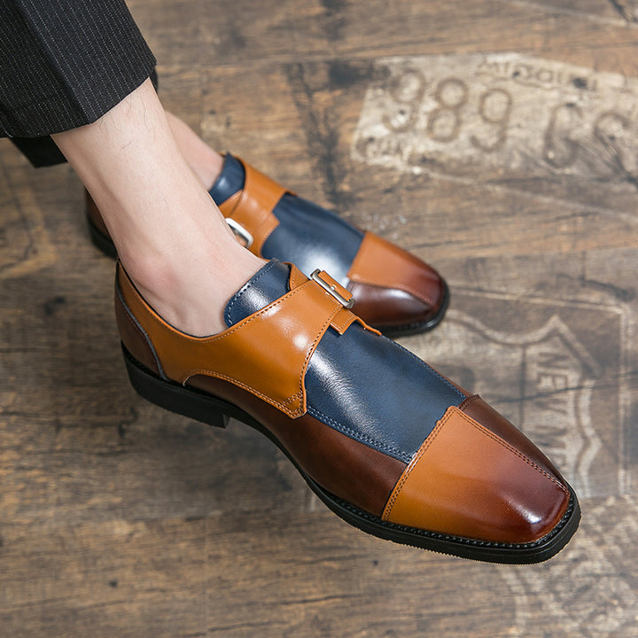 Herren eleganter zweifarbiger Monkstrap-Lederhalbschuh mit einzelner Metallschnalle und handgenähter Sohlenausführung Echo Archiv