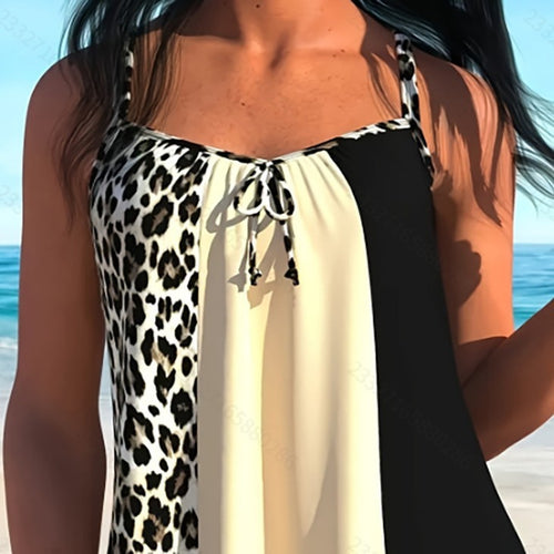 Damen Tankini-Set mit modischem Leopardenmuster und verstellbaren Trägern Echo Archiv