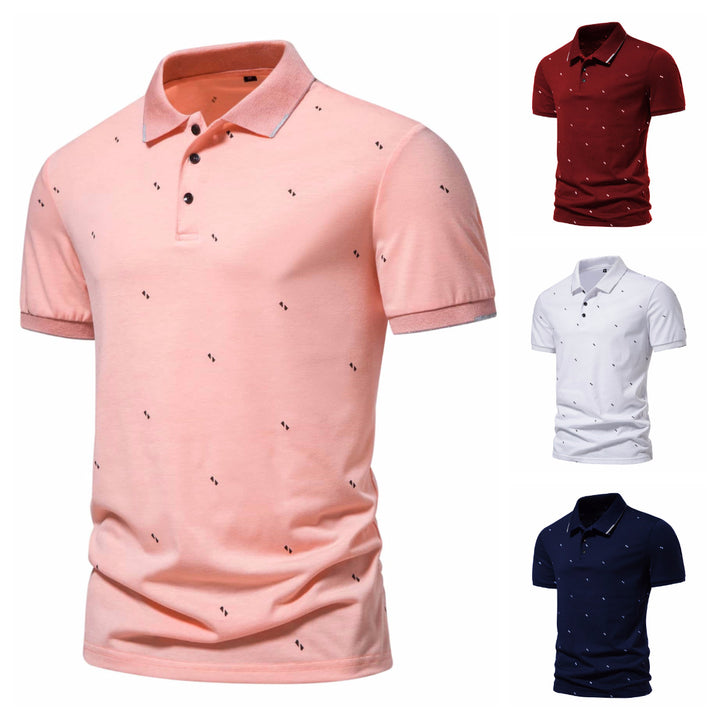 Herren Polohemd mit modischem Druck und hochwertigem Baumwollmaterial Echoarchiv