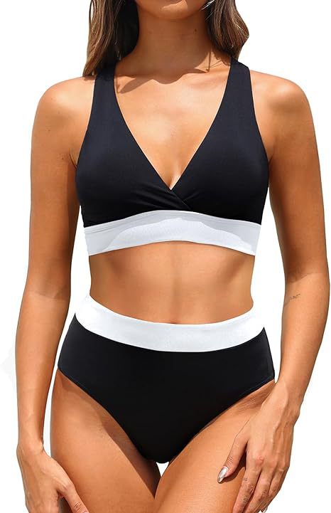 Damen Sportlicher hochtaillierter Bikini Echo Archiv