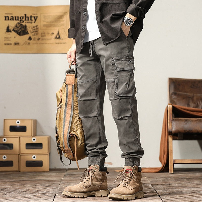 Herren Utility-Cargo-Jogginghose mit Tunnelzug, Multifunktionstaschen und elastischen Bündchen Echoarchiv