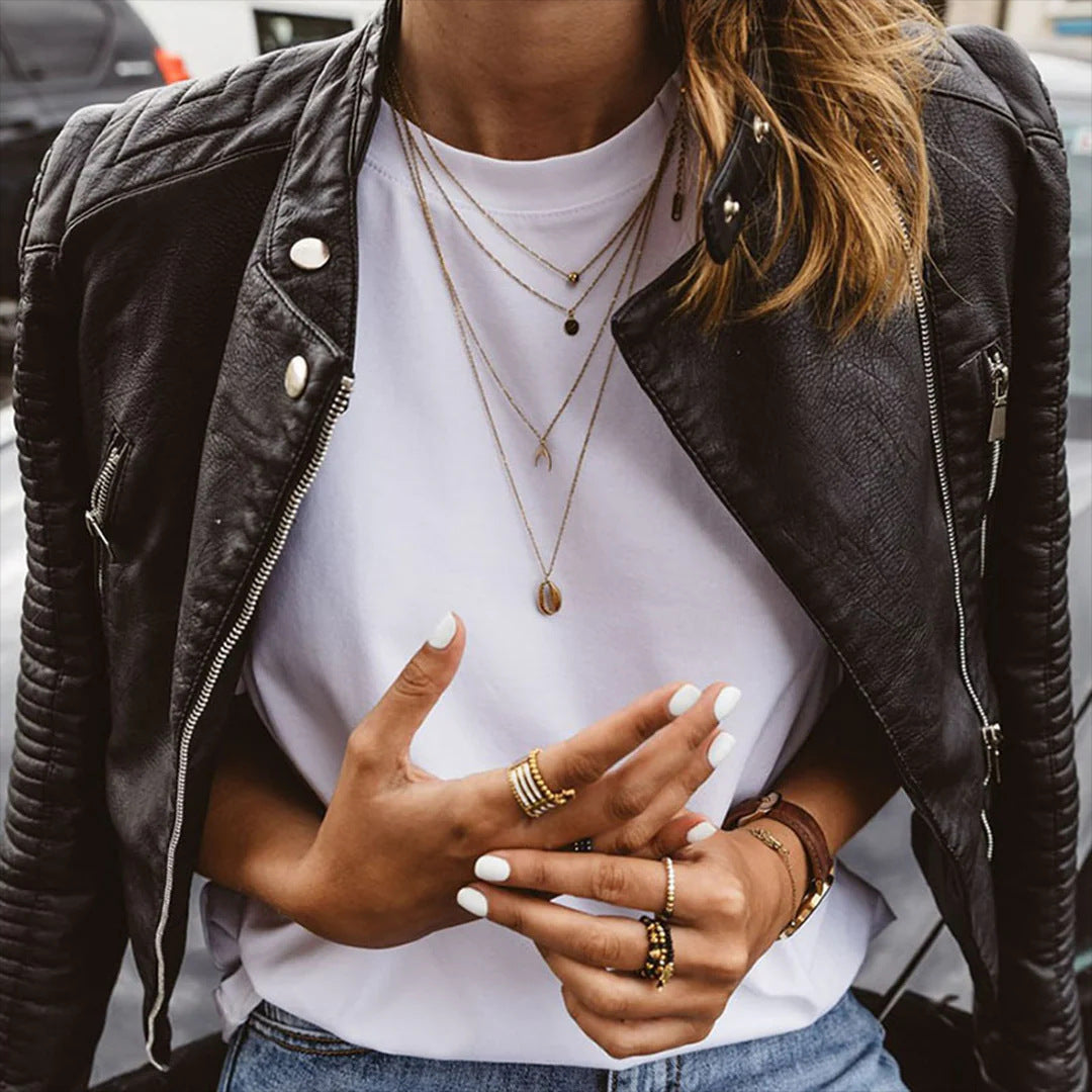 Damen Modische Bikerjacke – Célinea