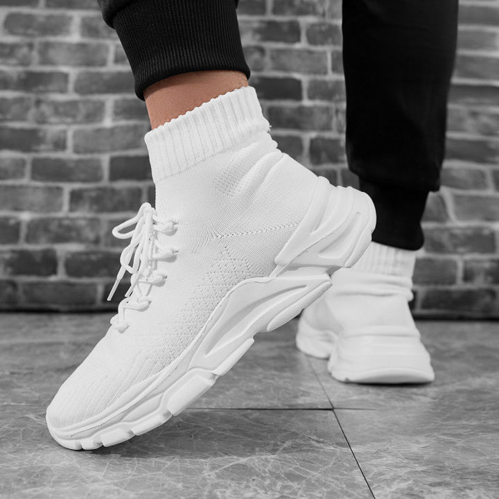 Damen Strick‑Sockensneaker mit hohem Schaft, gepolsterter Plateau‑Laufsohle und elastischem Schnürsystem Echoarchiv