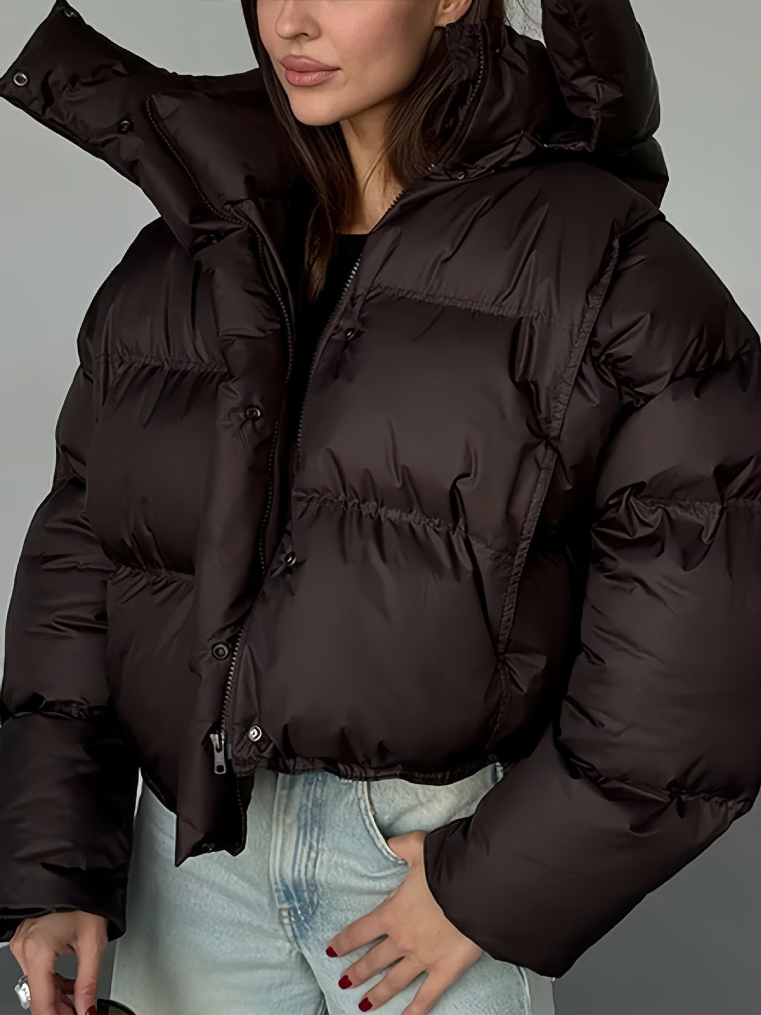 Damen Modische Kurzjacke mit Steppdetails – Célinea