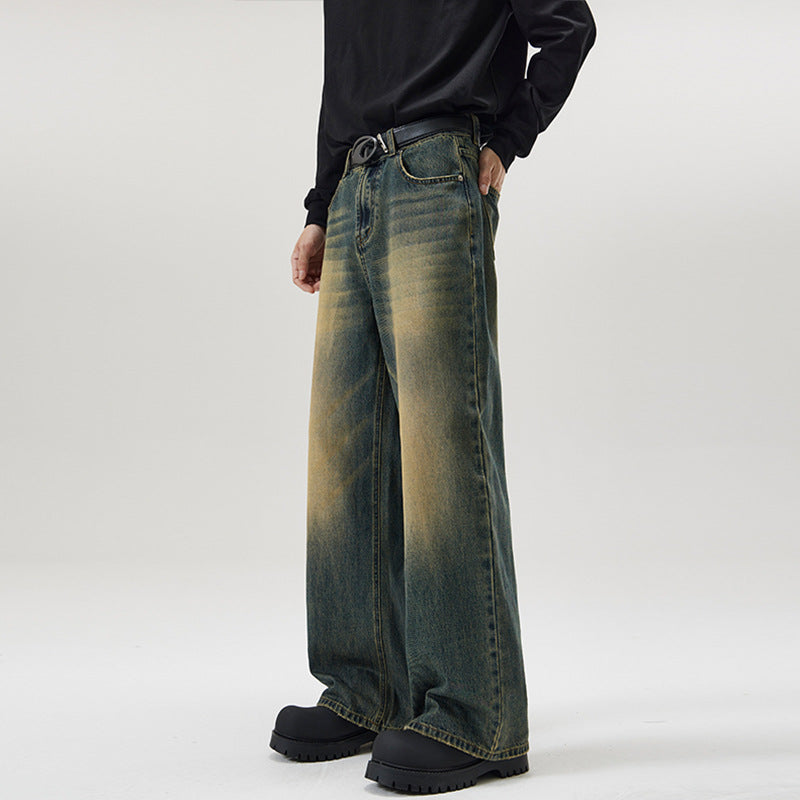 Herren Weite Vintage-Denim-Jeans mit ausgeprägtem Fade und geradem Bein Echo Archiv