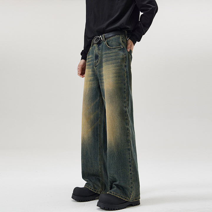 Herren Weite Vintage-Denim-Jeans mit ausgeprägtem Fade und geradem Bein Echo Archiv