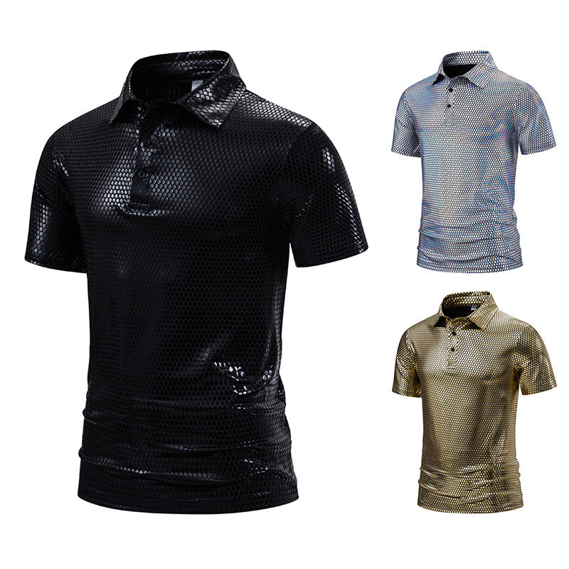 Herren Poloshirt mit glänzendem Honigwaben-Muster Echoarchiv