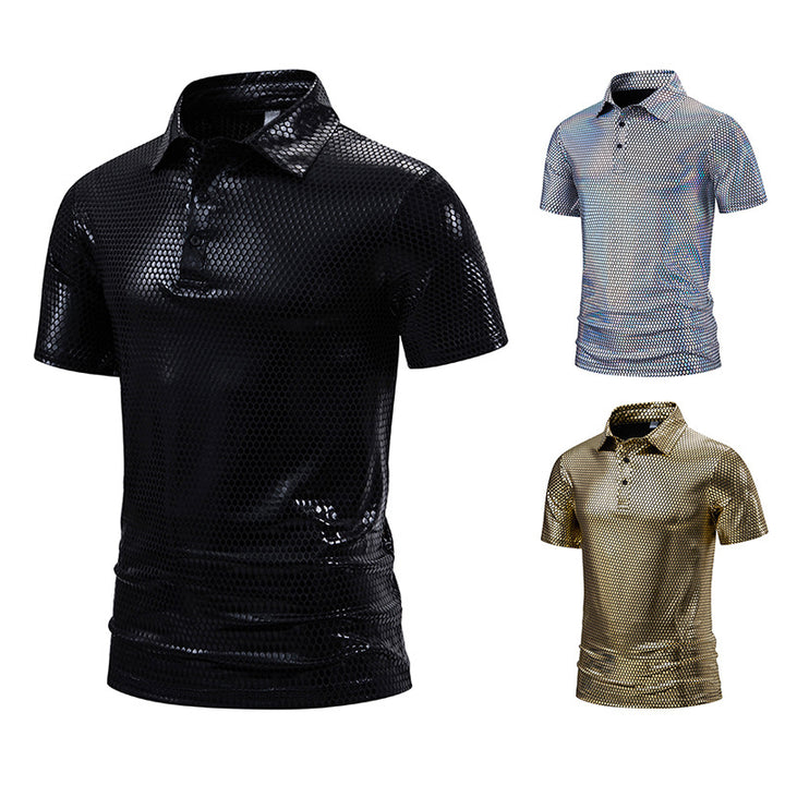 Herren Poloshirt mit glänzendem Honigwaben-Muster Echoarchiv