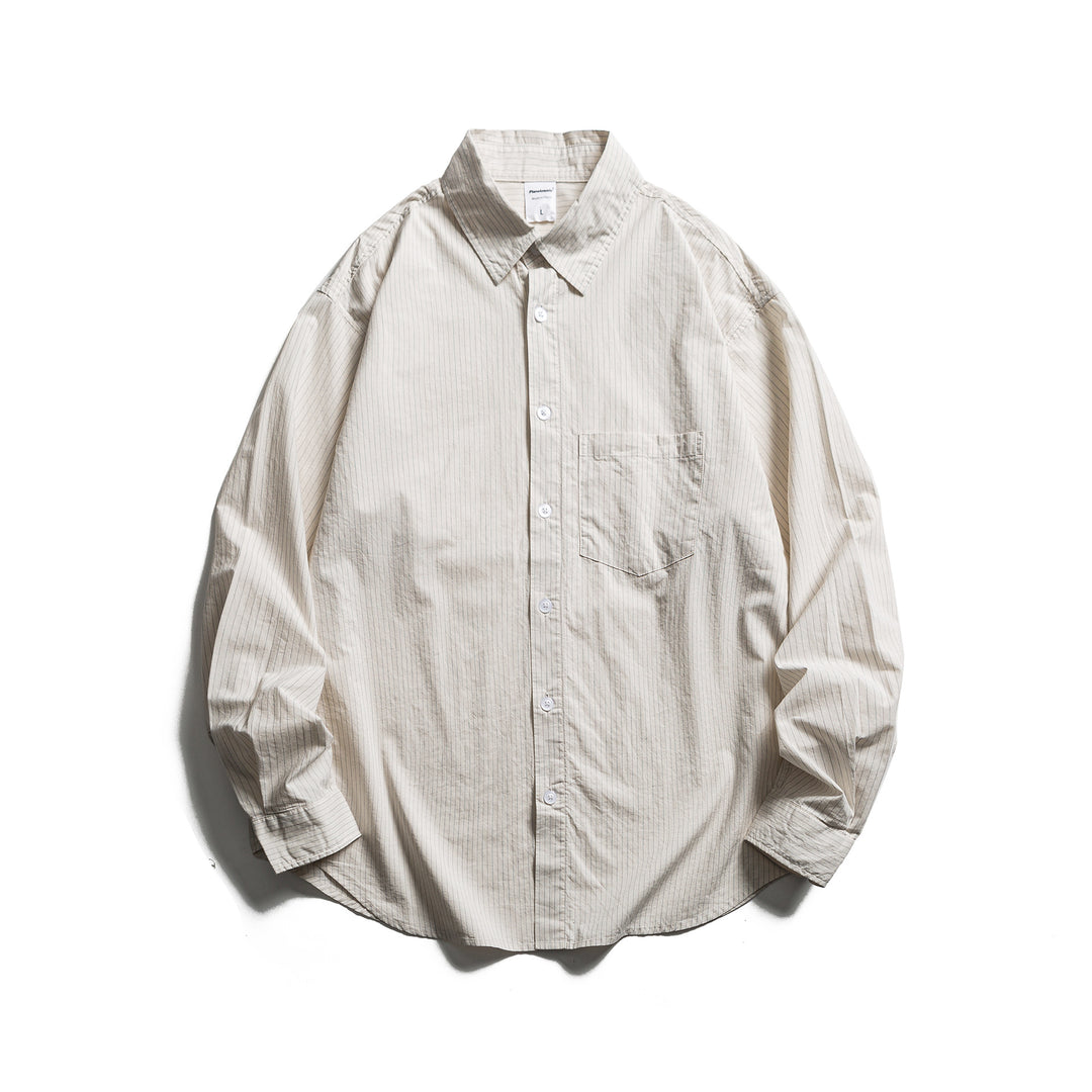 Unisex Lockeres Oversize-Hemd mit Nadelstreifen, Brusttasche und Drop-Shoulder Echoarchiv