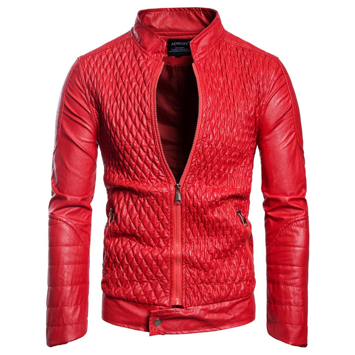 Herren stylische gesteppte Lederjacke Echoarchiv