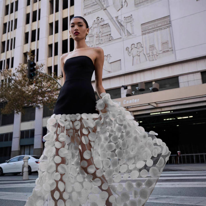 Damen Traumhaftes Tüll-Abendkleid ohne Ärmel und Volant-Design Echo Archiv