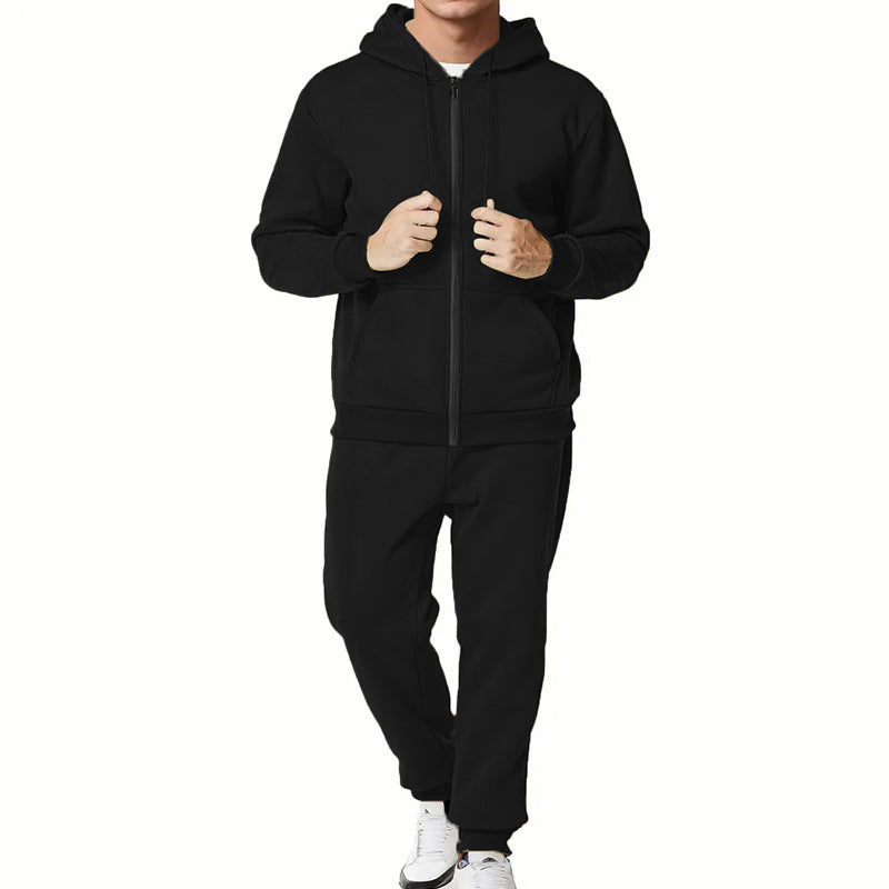 Herren zweiteiliges Zip-Hoodie und schmal zulaufende Jogginghose aus French Terry – Marzano