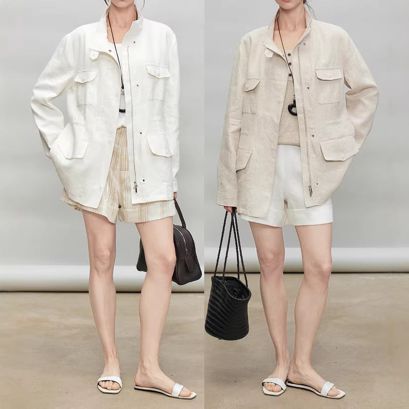 Damen Leichte und Luftige Leinenjacke Echoarchiv