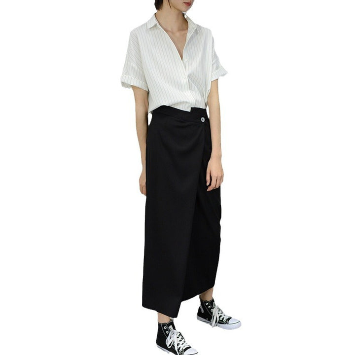 Damen Taillenhoher Wickel-Maxirock mit seitlichem Knopfdetail und geradem Fall Echo Archiv