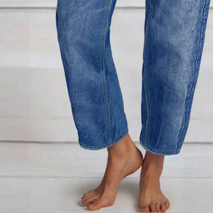 Damen Hochtaillierte Cropped-Jeans mit weiter Straight‑Leg-Passform Echo Archiv