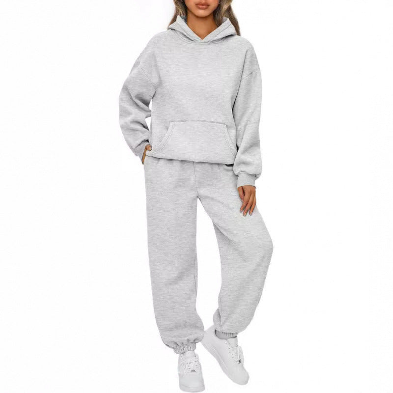 Damen nan Oversize Kapuzenpullover und Fleece Jogginghose Set mit Kängurutasche Echo Archiv