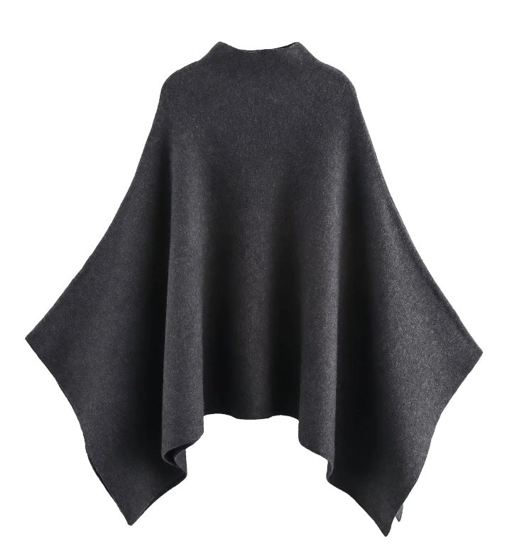 Damen 100+ feiner Oversize Poncho mit Stehkragen und asymmetrischem Saum Echo Archiv