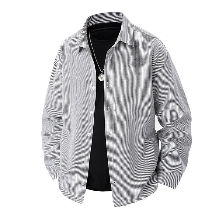 Herren nan gestreiftes Overshirt-Hemd mit lockerer Passform und Kentkragen Echo Archiv