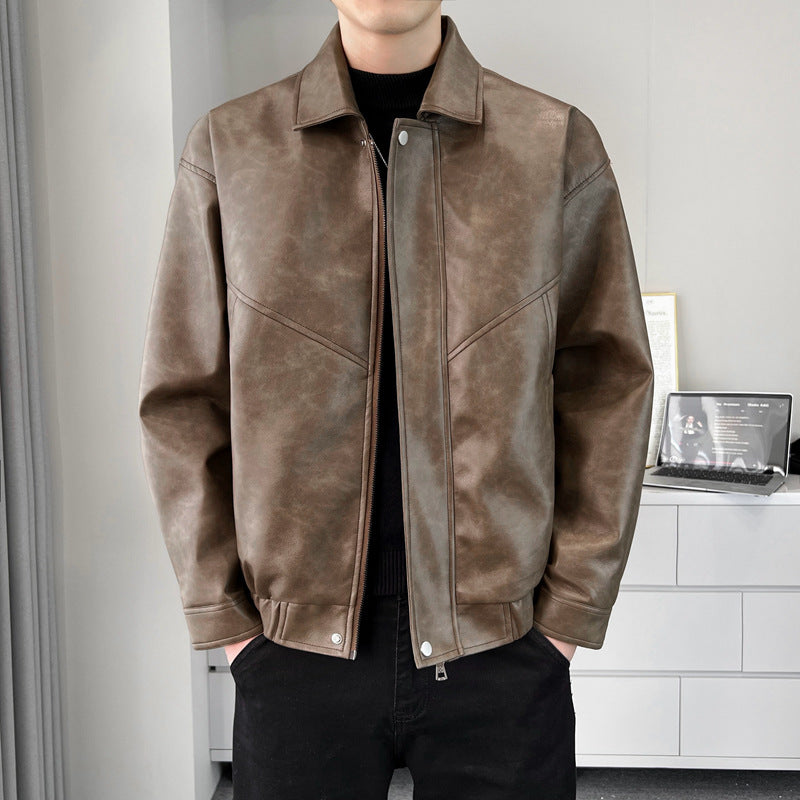 Herren lässige Kunstlederjacke mit modernem Schnitt und praktischen Taschen Echoarchiv