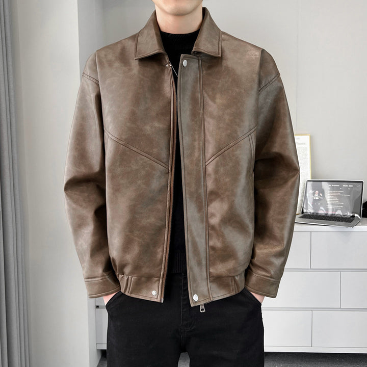 Herren lässige Kunstlederjacke mit modernem Schnitt und praktischen Taschen Echoarchiv