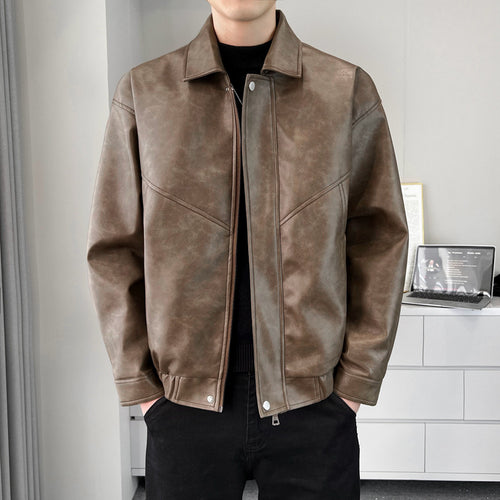 Herren lässige Kunstlederjacke mit modernem Schnitt und praktischen Taschen Echoarchiv
