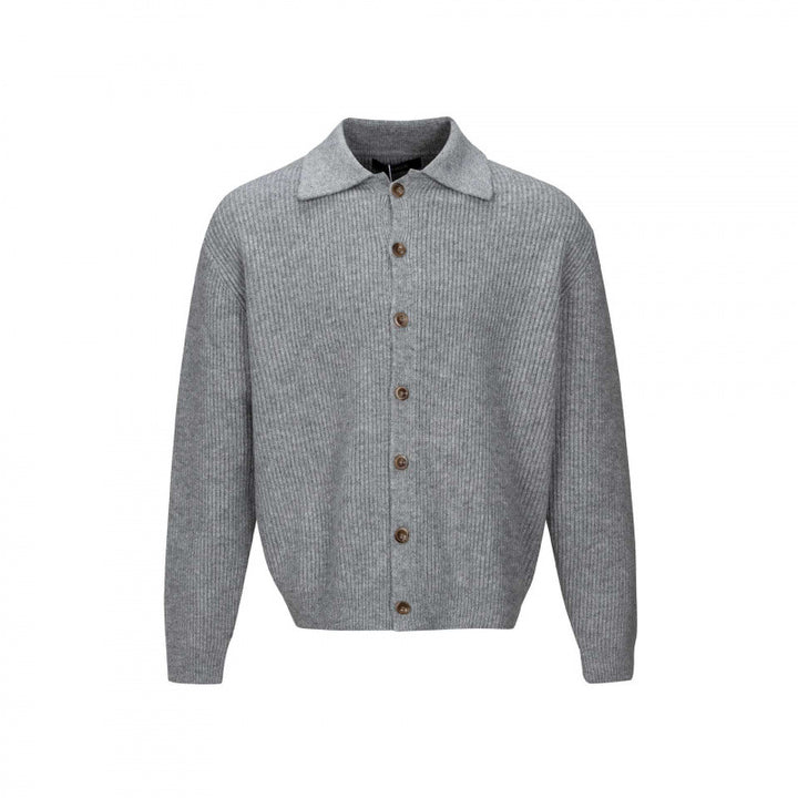 Herren Grobstrick-Cardigan mit Hemdkragen und durchgehender Knopfleiste Echo Archiv