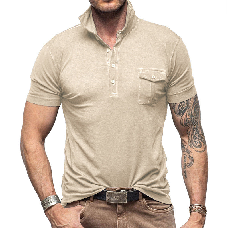 Herren Poloshirt mit praktischem Brustfach und modernem Stehkragen Echoarchiv