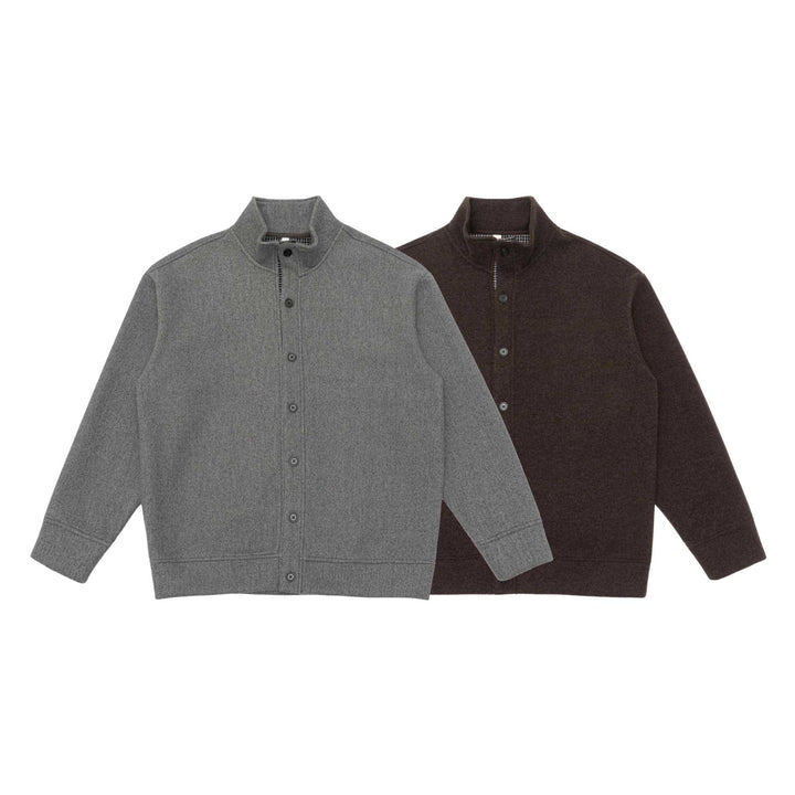 Herren Wollmischung-Überjacke mit Stehkragen und durchgehender Knopfleiste Echoarchiv