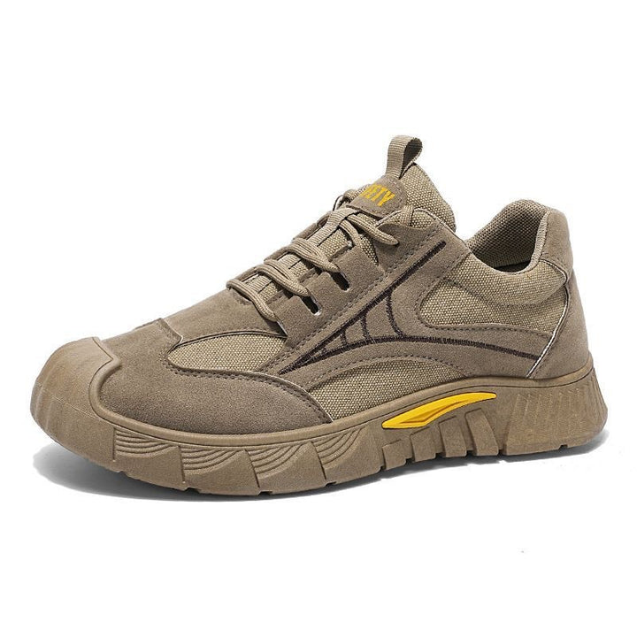 Herren Robust-gepolsterter Retro-Trail-Sneaker aus Velours- und Mesh-Mix mit auffälliger Profillaufsohle Echoarhiv