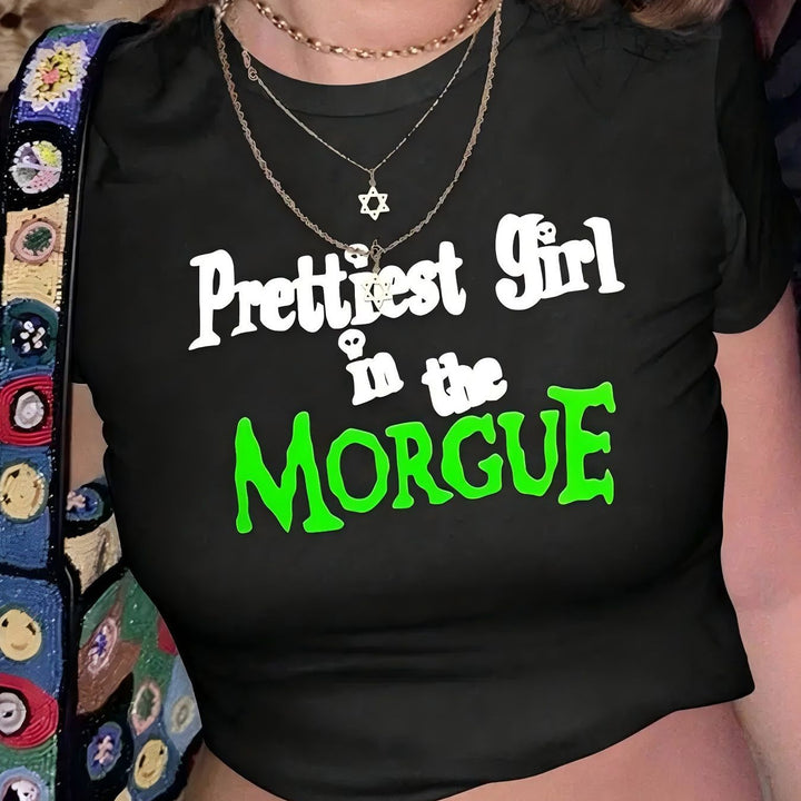 Damen Crop-T-Shirt mit witzigem Geburtstagsslogan und figurbetontem Schnitt Echo Archiv