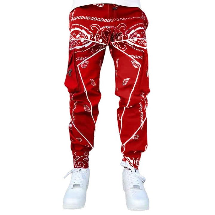 Herren Cargo-Jogginghose mit Bandana-Print, Kordelzug & Mehrfachtaschen – Bravaro