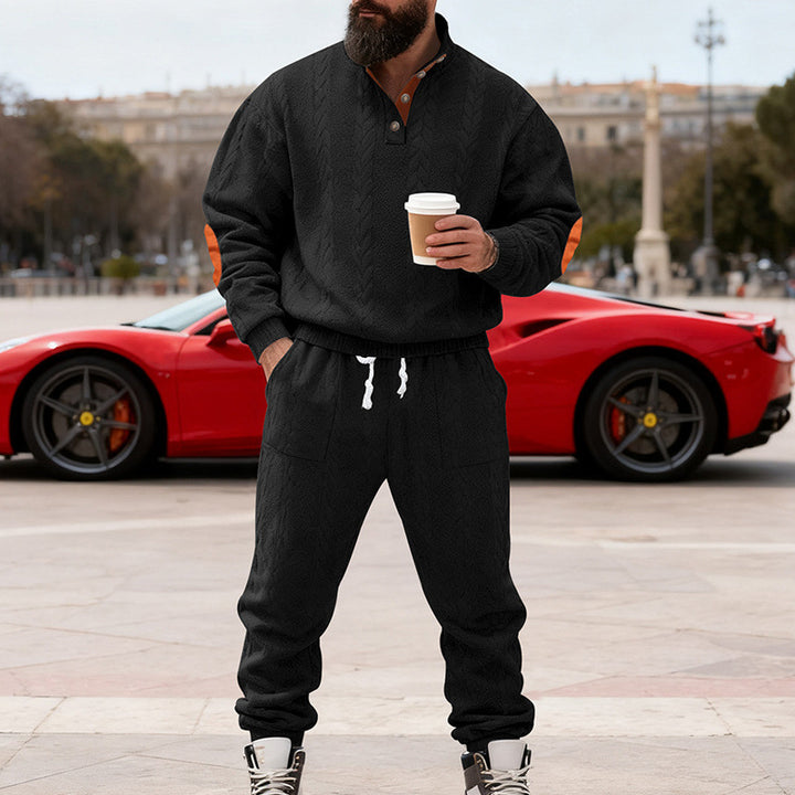Herren Strick-Jogginganzug mit modischem Kragen und praktischen Taschen Echoarchiv