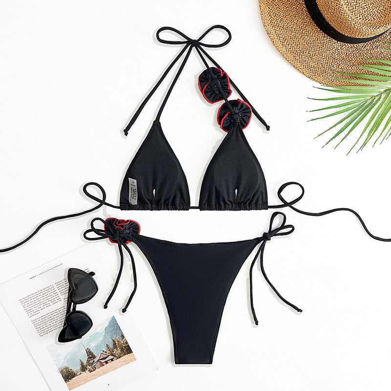 Damen Triangel-Bikini mit verspieltem Blumendesign und verstellbaren Trägern Echo Archiv