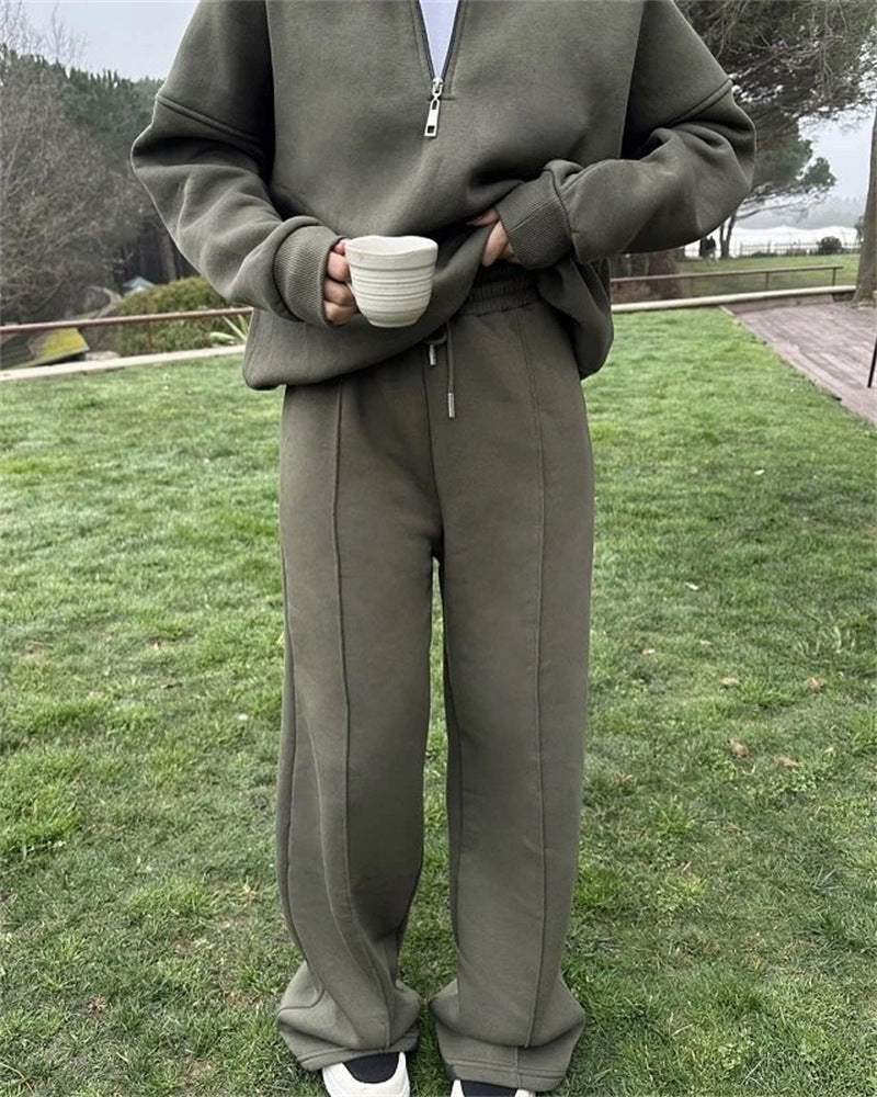 Damen nan Oversize Sweatshirt mit Halbzip und weiten Jogginghose Set Echo Archiv