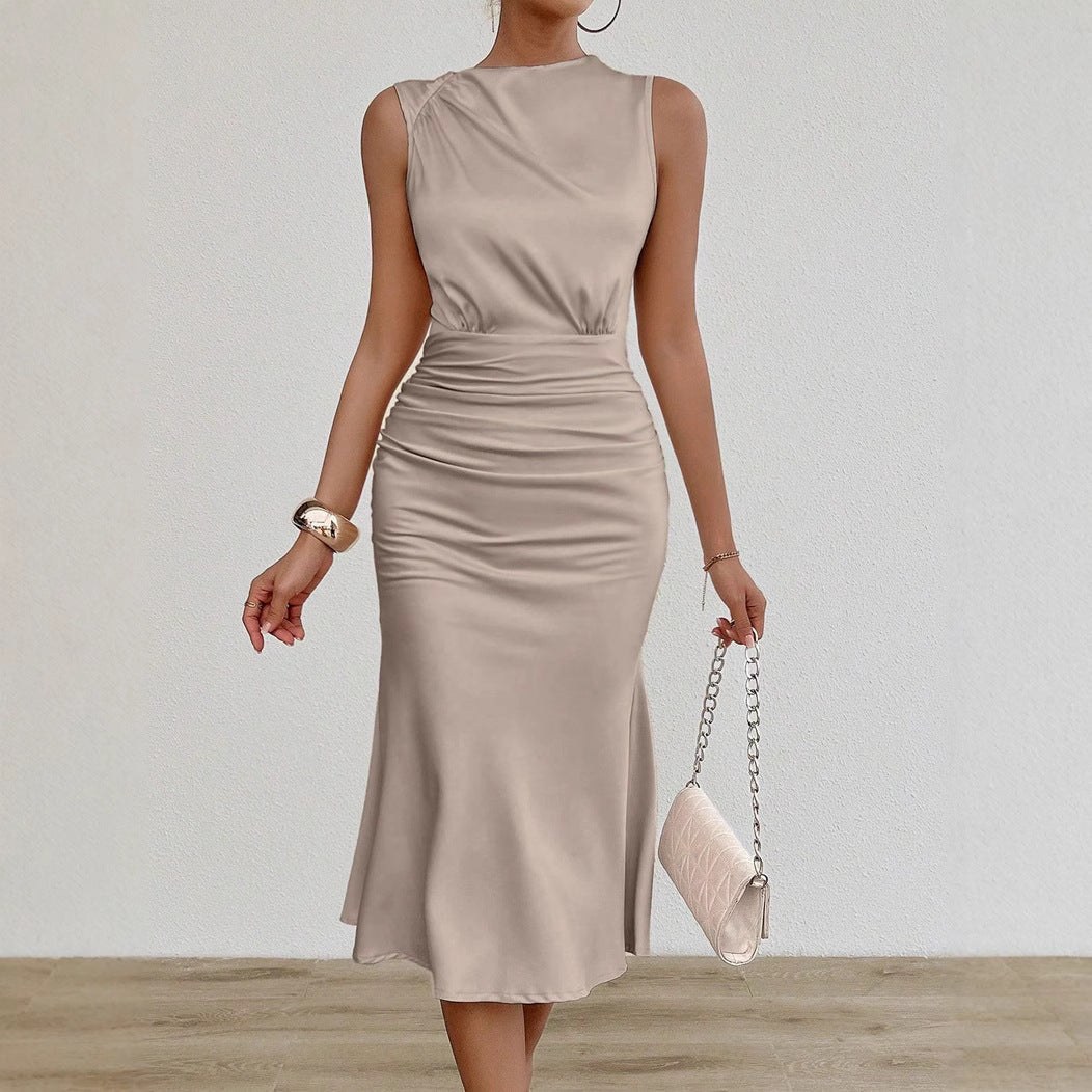 Damen Elegantes Midi-Kleid mit taillierter Passform und raffinierter Raffung – Élara