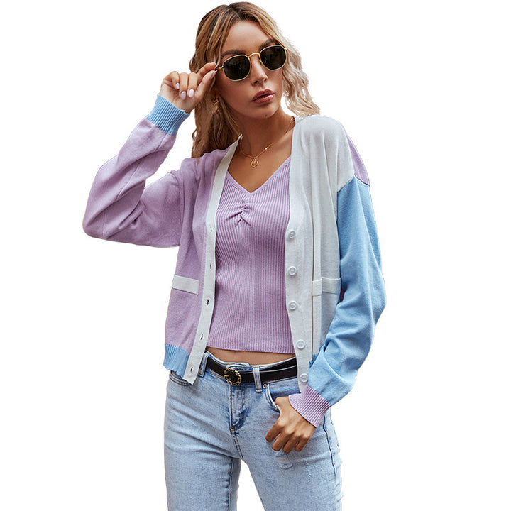 Damen Modischer Cardigan mit Farbblock-Design Echo Archiv