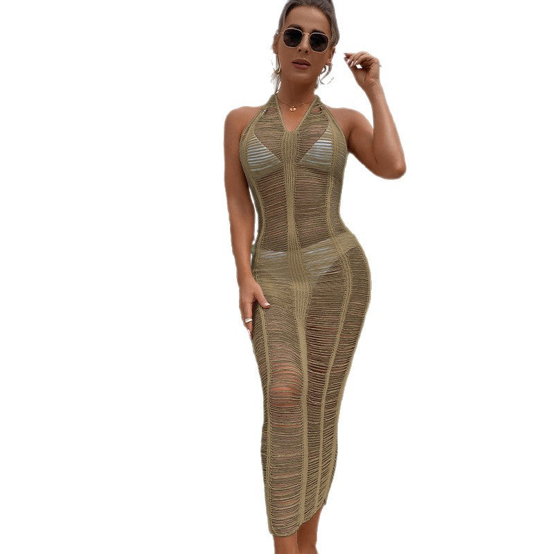 Damen Häkel-Strandkleid mit fransigen Elementen und hoher Taille Echo Archiv
