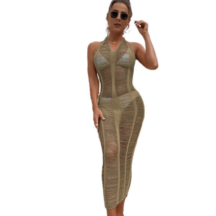 Damen Häkel-Strandkleid mit fransigen Elementen und hoher Taille Echo Archiv