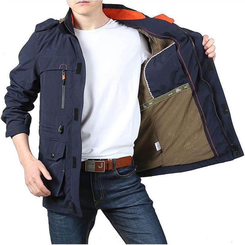 Herren Multifunktionale Fieldjacke im Utility‑Design mit Kapuze und Mehrfachtaschen Echoarchiv