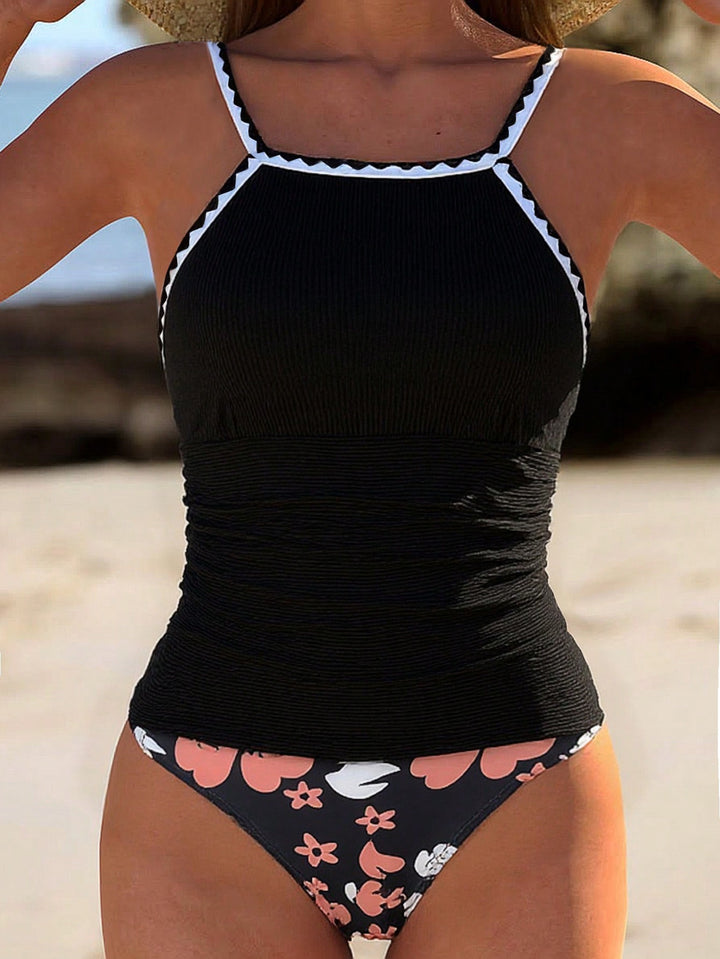 Damen Tankini mit modernem Rüschensaum und floralem Design Echo Archiv