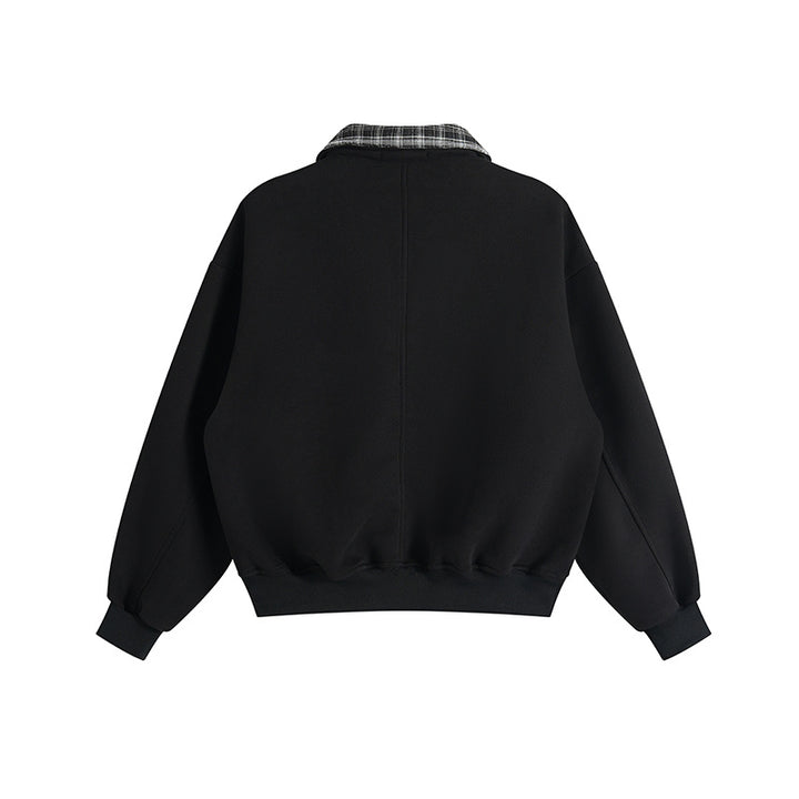 Unisex Lagenlook-Sweatshirt mit eingenähtem Karokragen und seitlichen Einschubtaschen Echoarchiv