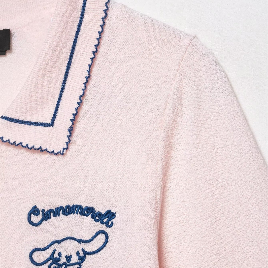 Damen Polo-Shirt mit feiner Struktur und gesticktem Motiv Echo Archiv